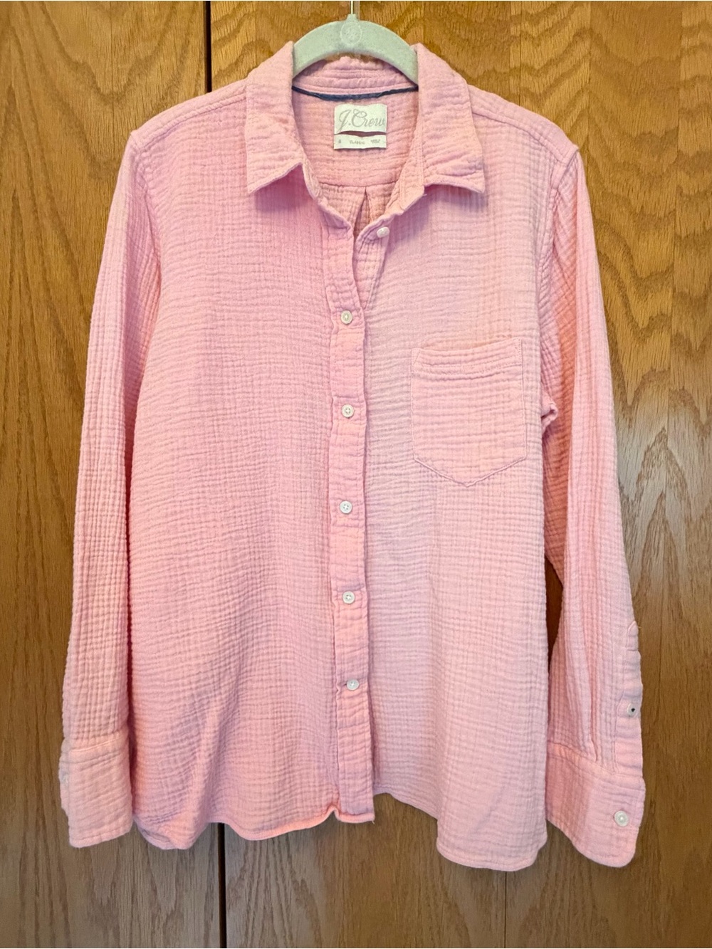 J.Crew pink gauze button down-12